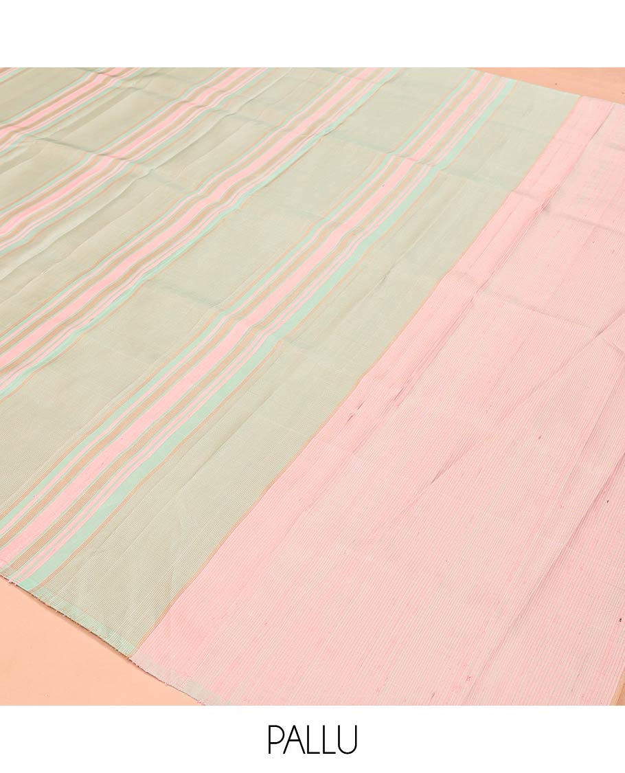 Borderless Multi-color Mayuri Soft Silk Saree, Subtly Sparkled With Stripes All Over Its Body, Complemented by Captivating Pallu, and Paired with a Contrast Blouse