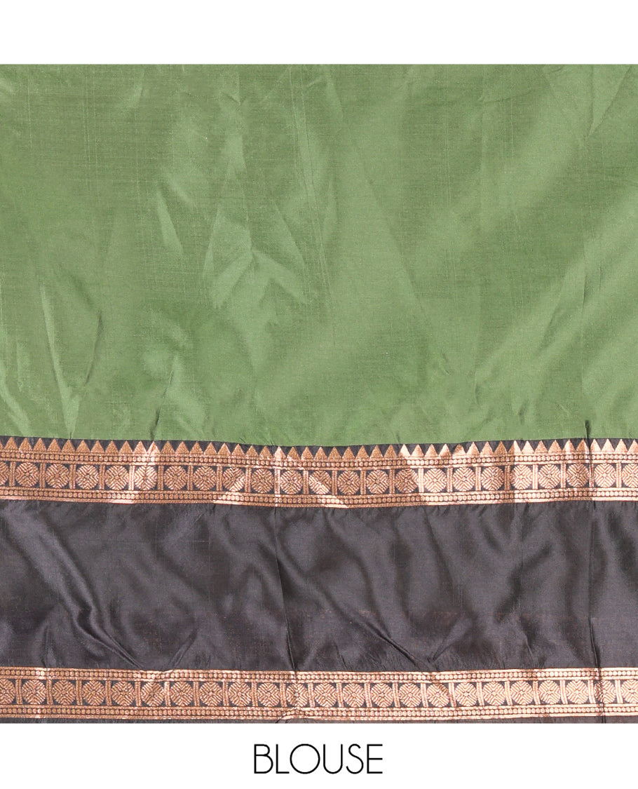 Green Semi-Silk Half-Saree