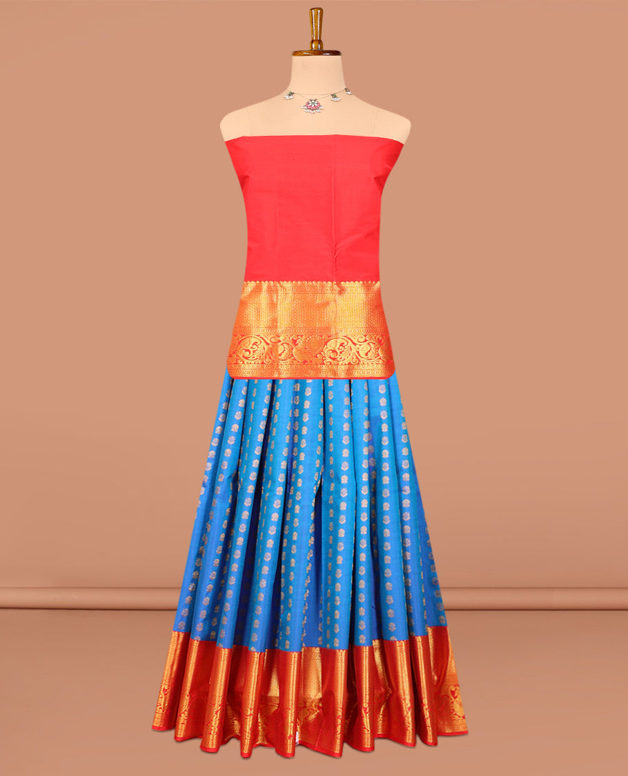 Blue Pure-Silk Half-Saree