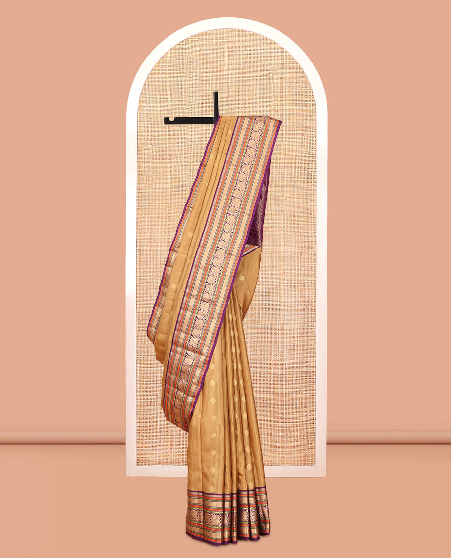 Sandal Zari Buttas Vasundhara Lite Silk Mix Saree, Contrast Mayil Border, Jaal Pallu, a Contrast Blouse