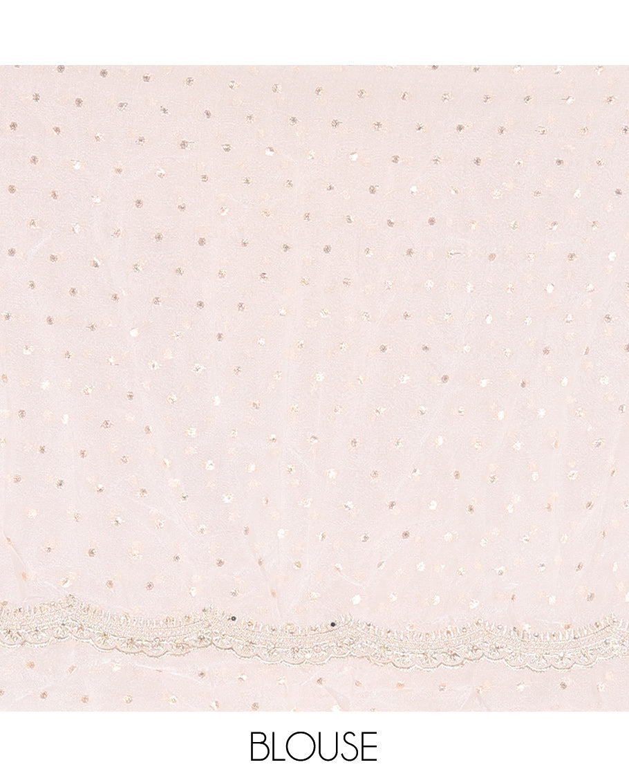 Milk White Moss Organza Half-Saree