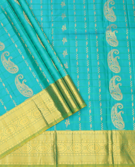 Blue Pure Silk Navarathna Pavadai Material Set