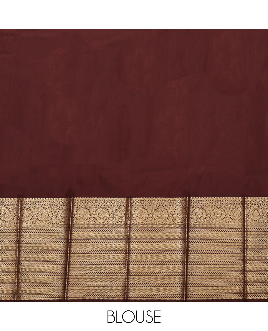 Pink-Orange Budget Silk Saree, Graced with Zari Buttas, Complemented by a Contrast Traditional Zari Border, Grand Pallu, and a Contrast Blouse