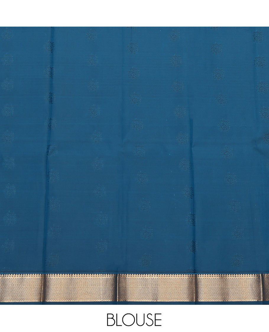 Sandal Budget Silk Saree, Sparsely Woven with Zari Buttas, Complemented by a Contrast Traditional Zari Border, Grand Pallu, and Contrast Blouse