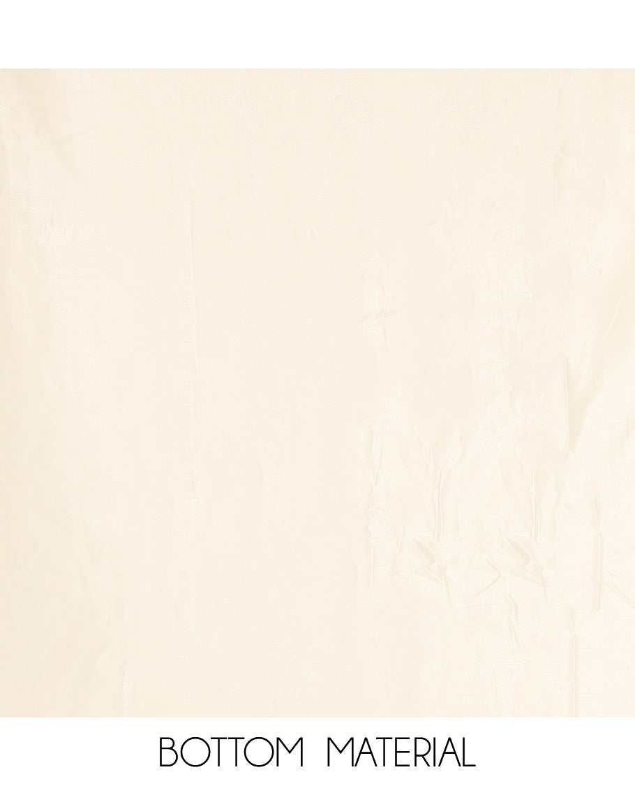 Kerala Cream Banarasi-Silk Material Churidar, Elevated with Zari Buttas Top, a Plain Bottom, and Intrircate Dhavani