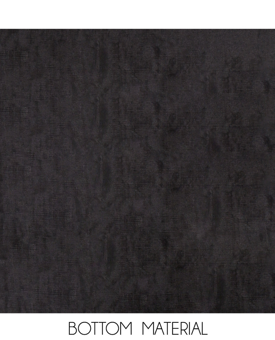 Black and Red Material Chudidhar Set, Accentuated with Floral Thread Embroidered Fox Georgette Top, Plain Santoon Bottom, and Fox Georgette Scallop Dupatta with Floral Thread Embroidery