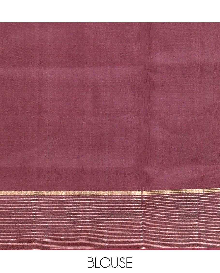 Lavender Mayuri Lite Silk Mix Saree, Accentuated with Mayil-Chakram Buttas, a Contrast Mayil Butta Striped Border, a Floral Pallu, and a Contrast Blouse