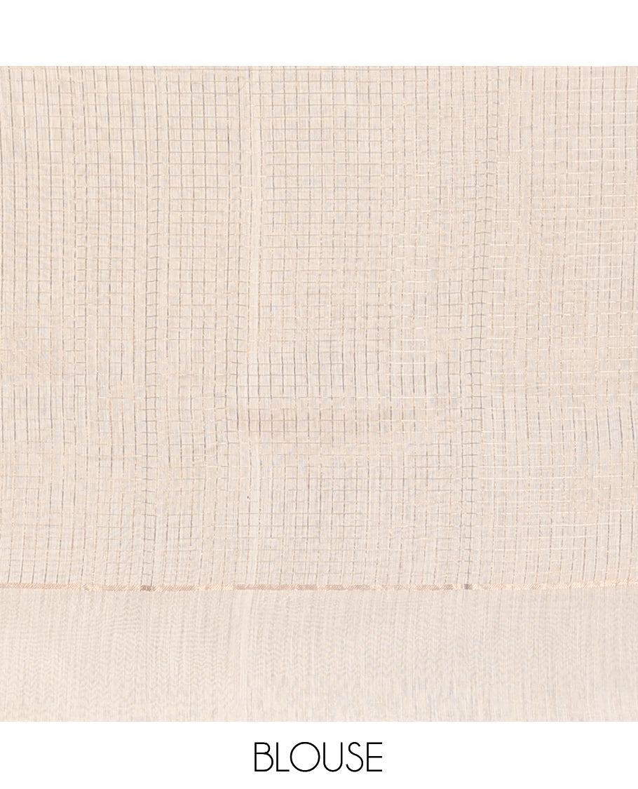 Off-White Assam Silk Saree