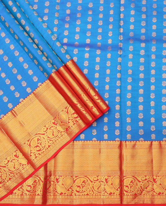 Blue Pure-Silk Half-Saree