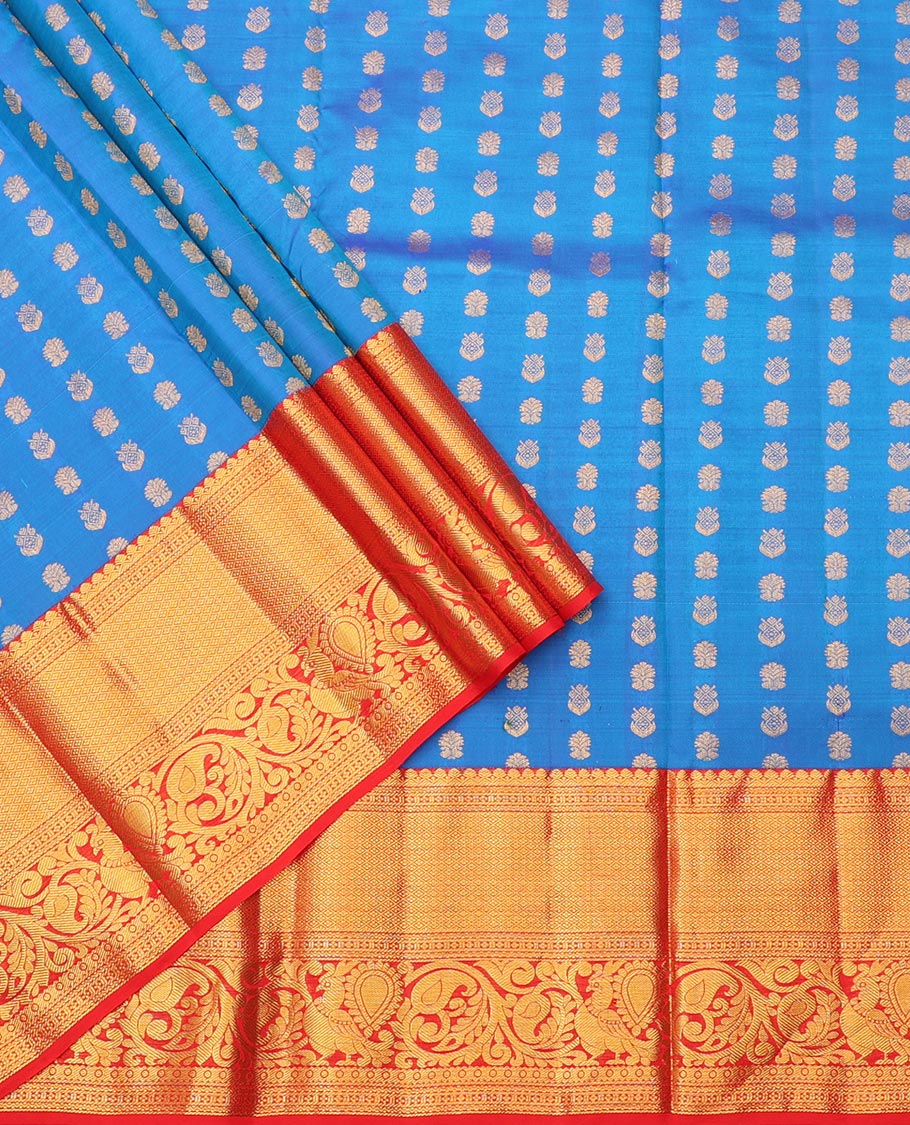 Blue Pure-Silk Half-Saree