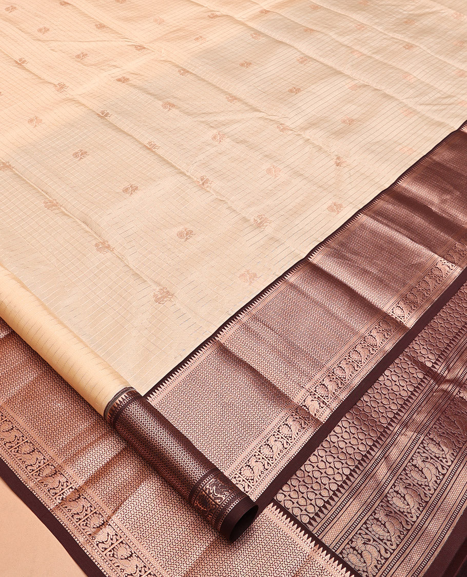 Off-White and Brown Vasundhara Silk Saree