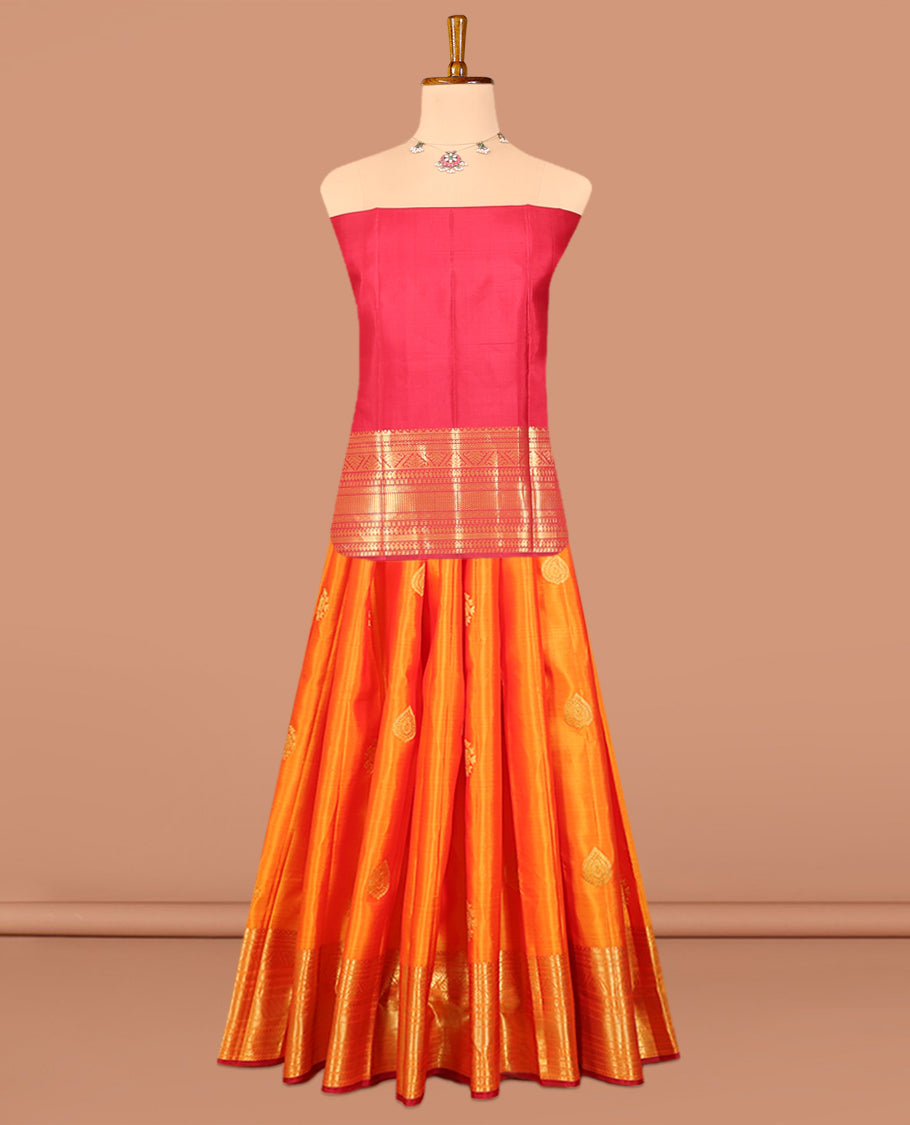 Orange Pure Silk Half-Saree