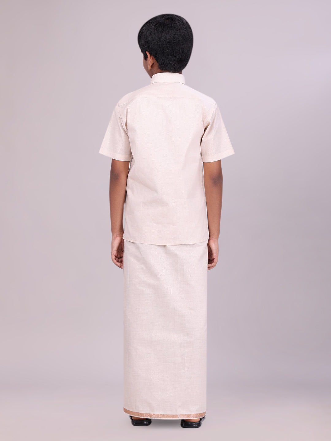 Boys Tissue Light Copper Colour Shirt with Dhoti Combo Ambitious Boy