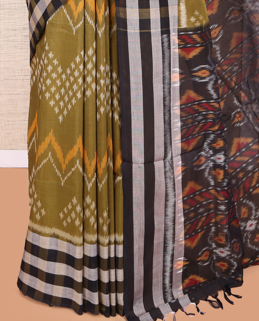 Green Pochampally Ikat Cotton Saree