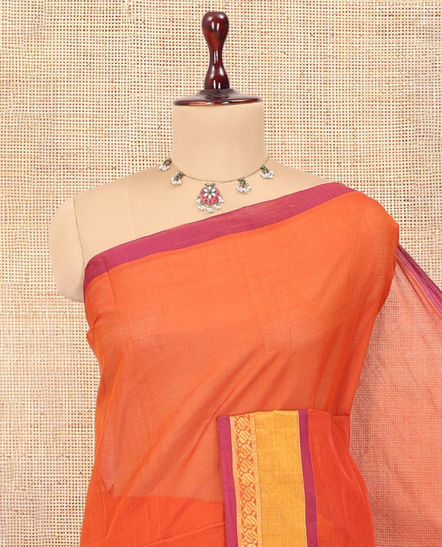 Orange Venkatagiri Cotton Saree