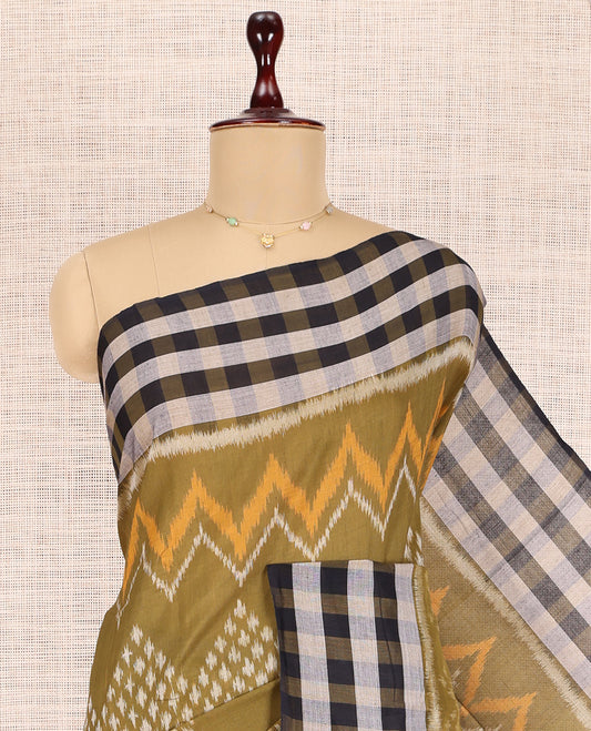 Green Pochampally Ikat Cotton Saree