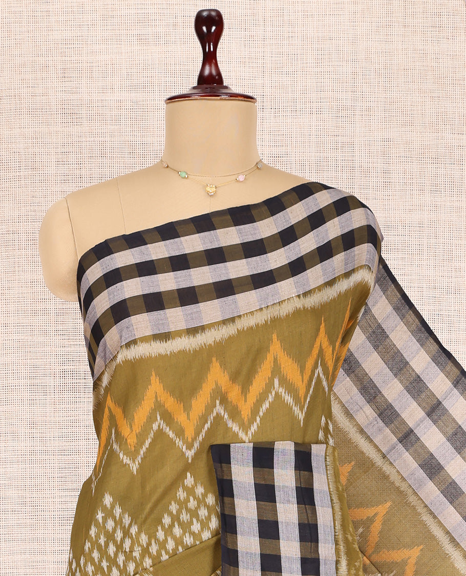 Green Pochampally Ikat Cotton Saree