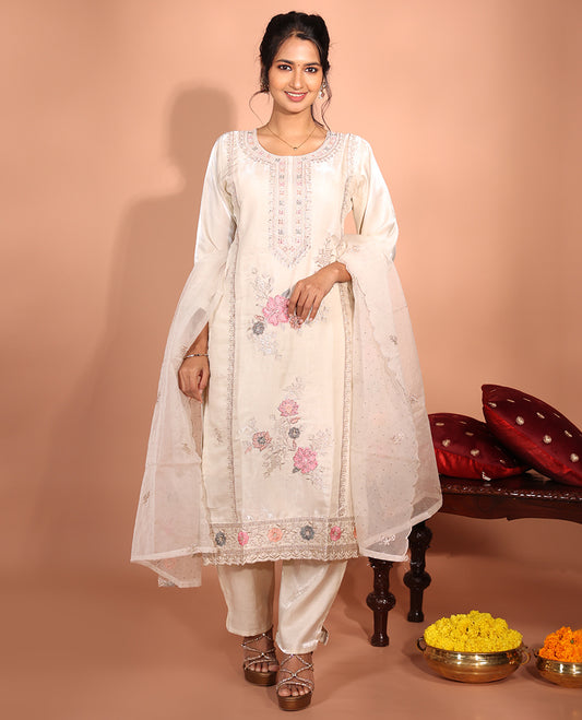 Cream Glass Readymade Suit
