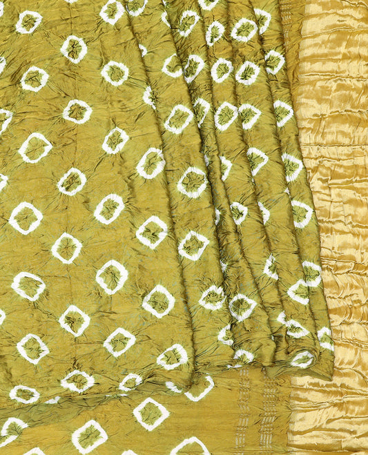 Borderless Green Bandhani Dola Silk Saree