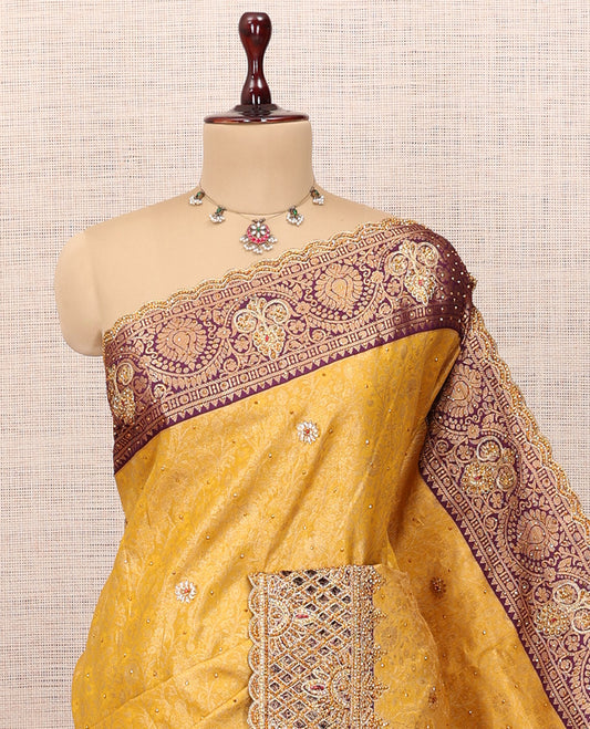 Yellow Vastrakala Silk Saree