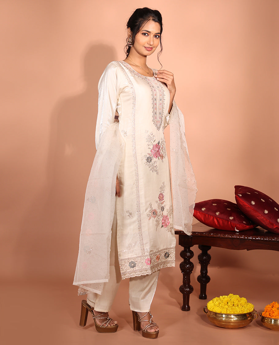 Cream Glass Readymade Suit