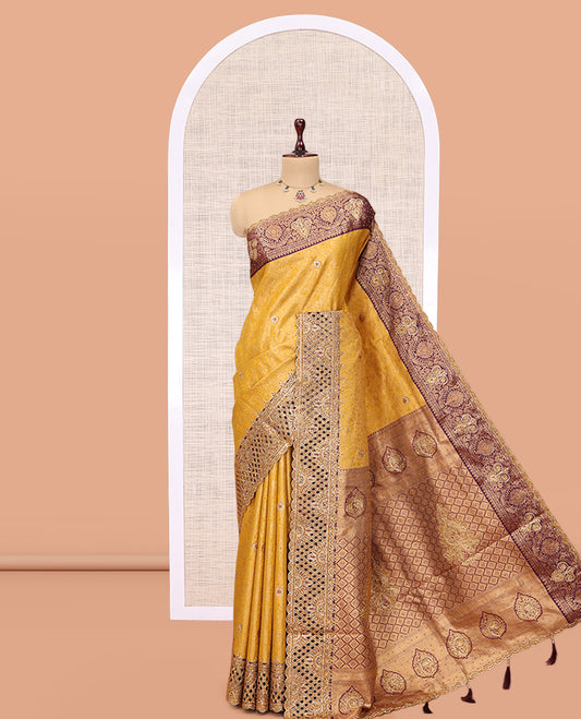 Yellow Vastrakala Silk Saree