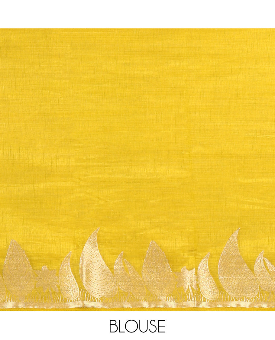Yellow Plain Art Tussar Saree