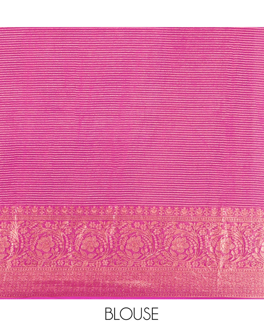 Royal Purple Chiffon Saree, Richly Designed with Ikat-Style Weave and Stonework, a Traditional Border, a Floral Design Pallu, and a Matching Blouse