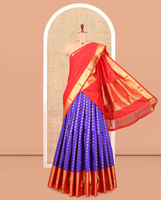 Violet Pure Silk Half Saree