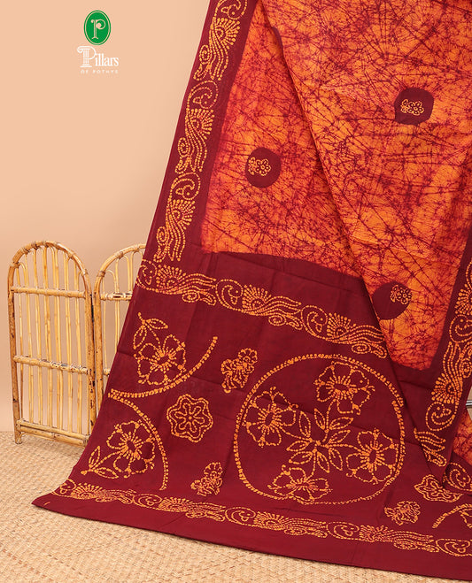 Mustard pathik printed sungudi cotton saree with pathik printed contrast border & pathik printed rich pallu along with pathik printed blouse