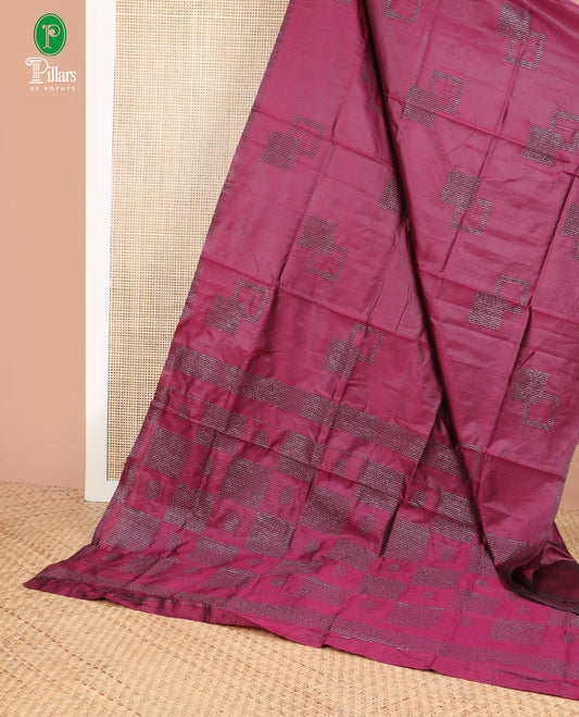 Maroon neem zari design litchi soft silk saree with self border & neem zari design pallu along with plain blouse