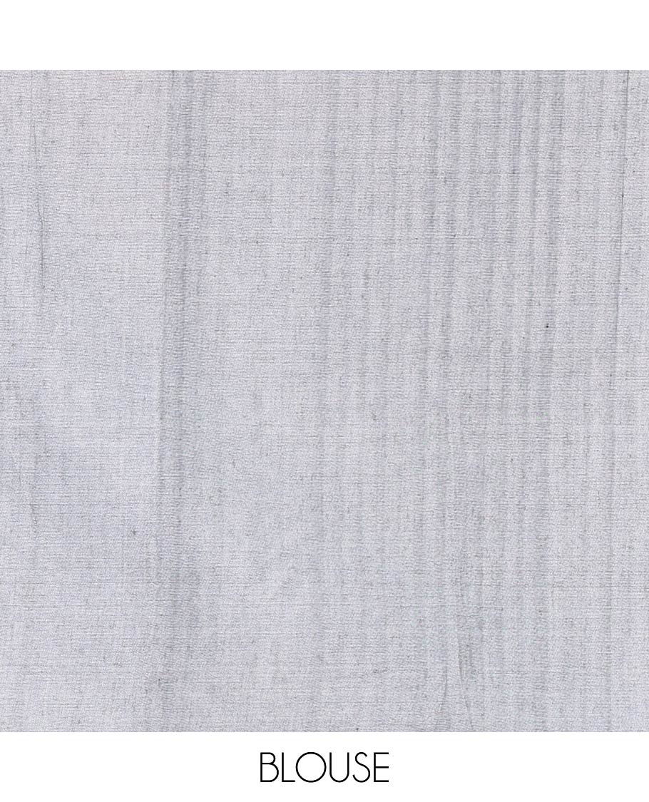 Borderless Grey Khadi Cotton Saree, Delicately Woven with Flower Motifs Embroidery All Over Its Body, a Self-Pallu, and Paired with a Matching Blouse