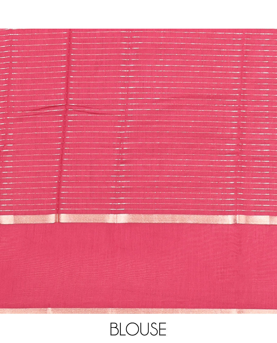 Pink Assam Silk Saree, Mesmerized with Zari Stripes, Highlighted by a Zari Border, Zari-Striped Pallu, and a Matching Blouse