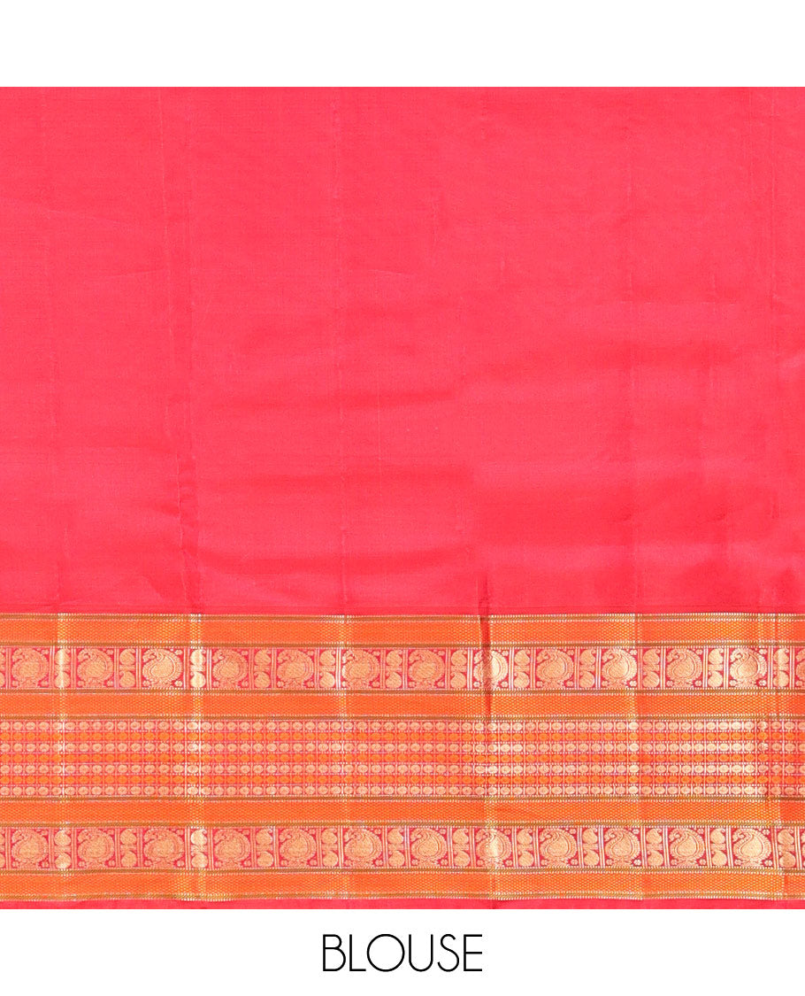 Onion Pink-Dark Pink Striped Vasundhara Lite Silk Mix Saree, Contrast Manga-Mayil Border, Contrast Blouse