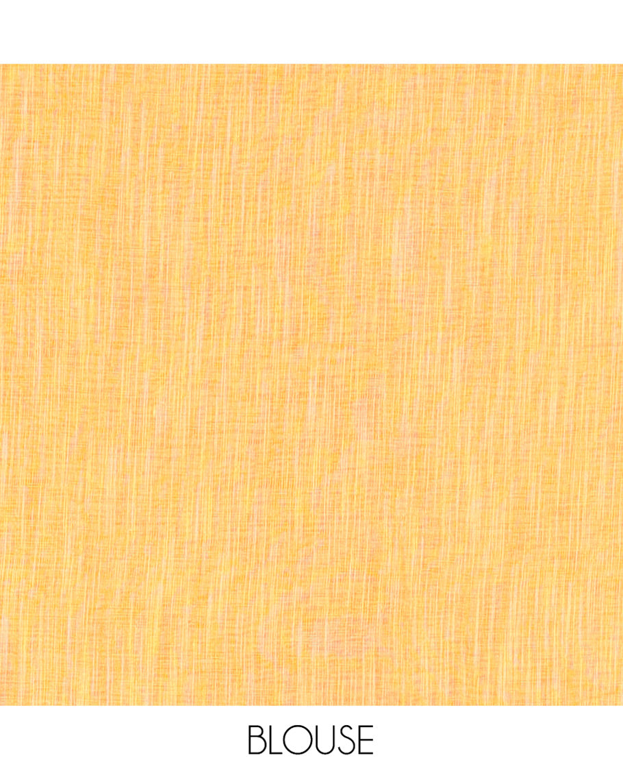 Tomato Pink Plain Linen Cotton Saree, a Piping Border, Contrast Striped Pallu, and Contrast Blouse
