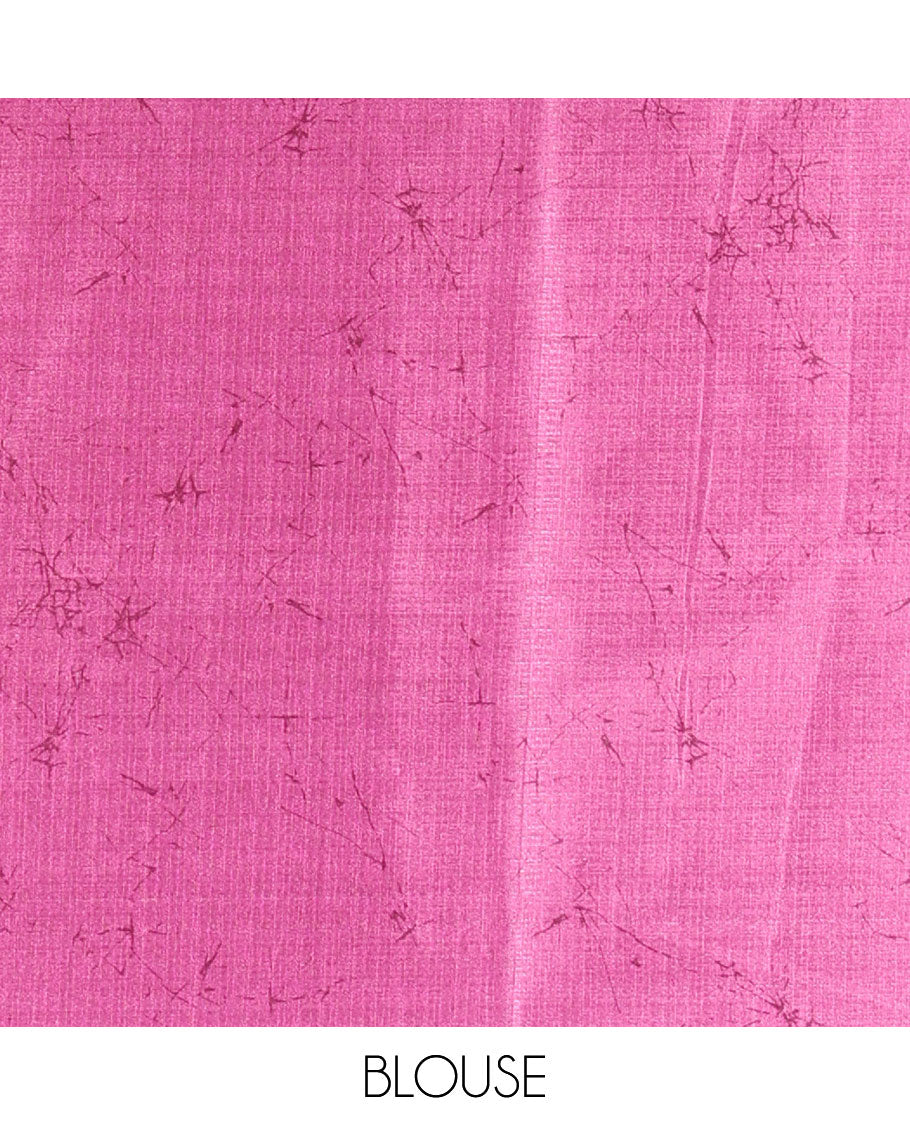 Borderless pink abstract-style star motifs abstract printed art khadi cotton saree, abstract-style printed pallu, and a matching blouse