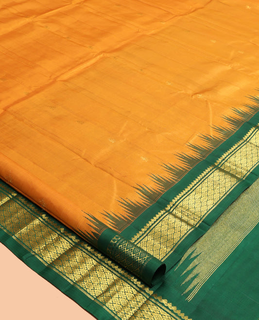 Mustard Kanchipuram Silk Saree
