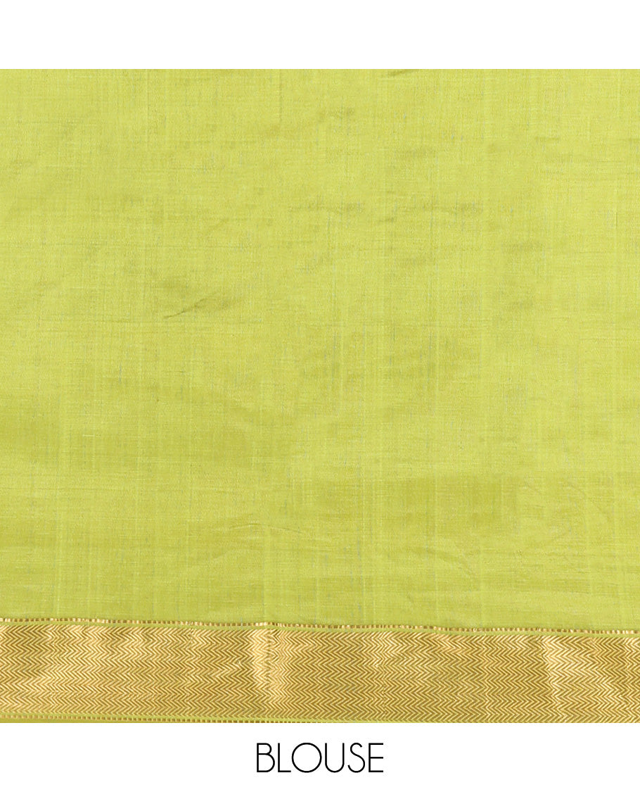Multi-Color Checked Poly Cotton Saree, Highlighted by Traditional Zari Border, Zari Design Pallu, and Paired with a Matching Blouse