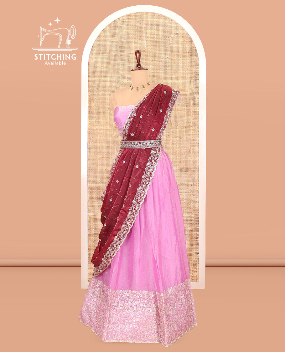 Lavender Moss Organza Half-Saree