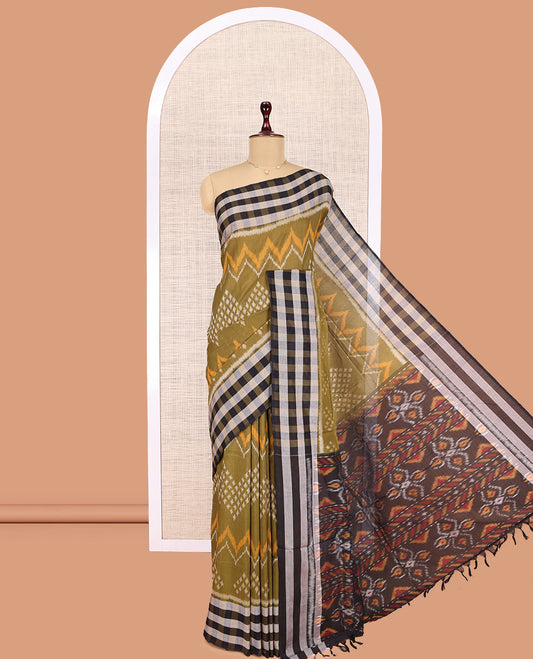 Green Pochampally Ikat Cotton Saree