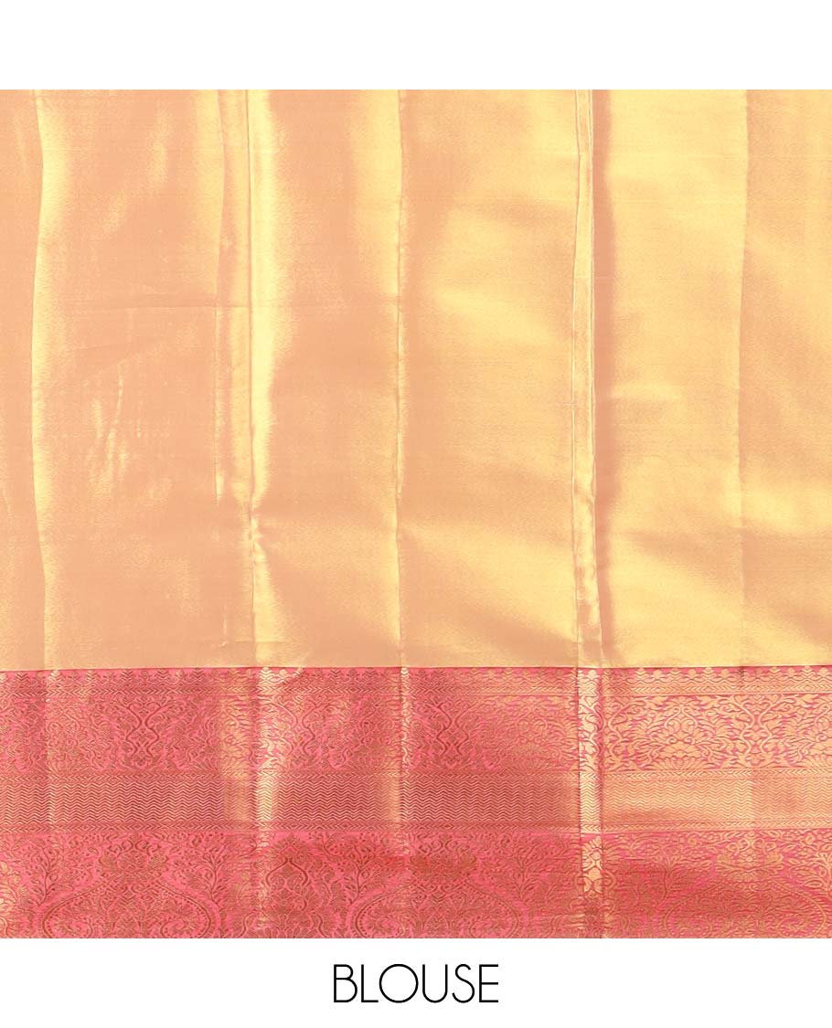 Yellow  floral jacquard budget silk saree with self floral zari border & intricate zari desugn pallu
