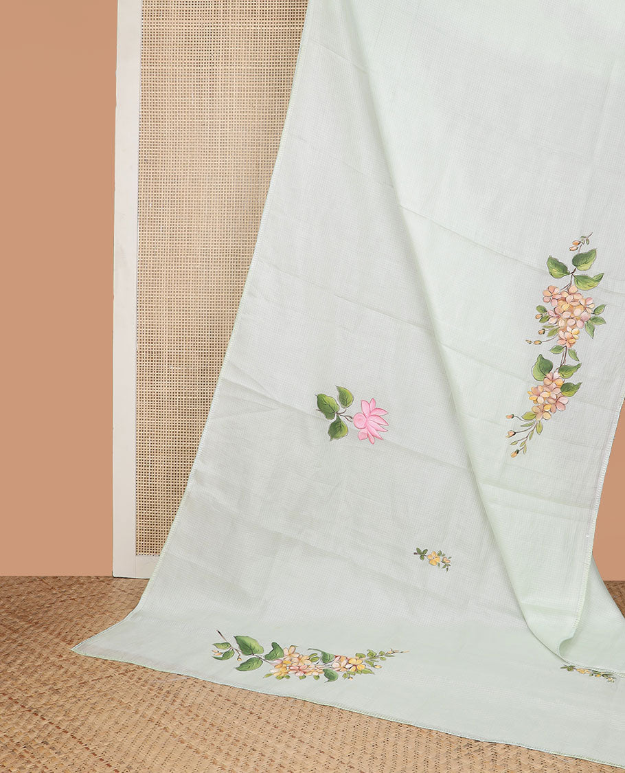 Light blue floral design kota silk saree