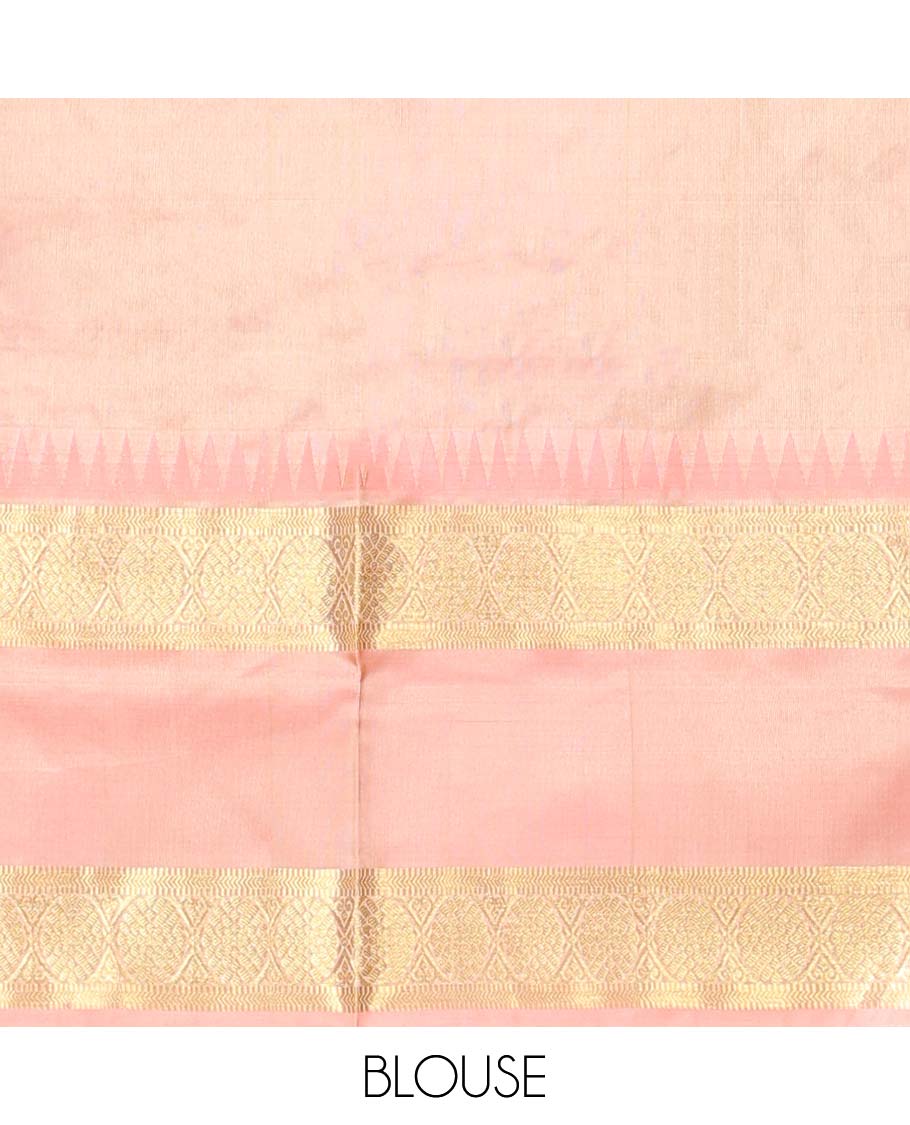 Lavender checked with chakram motifs vengatagiri pure silk saree , contrast traditional zari border & pallu ogee pattern