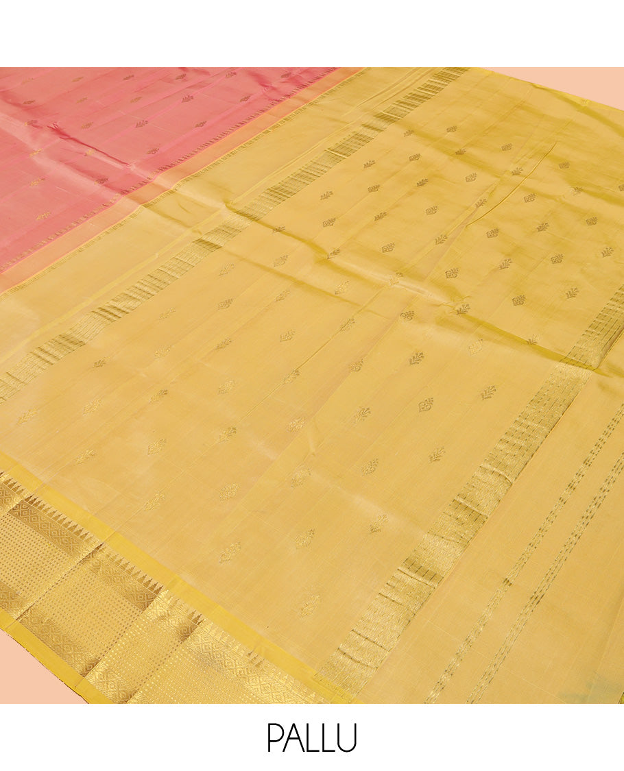 Pink Kanchipuram Zari Butta Silk Saree