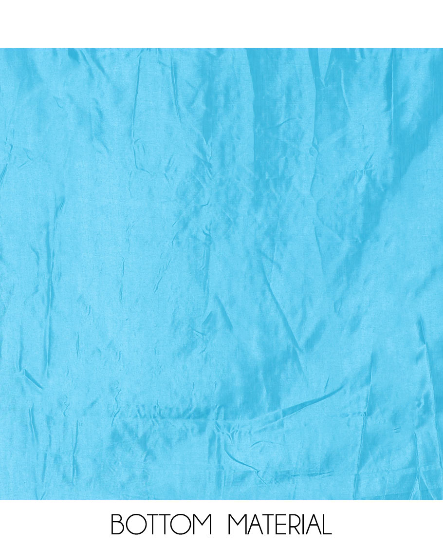 Blue Material Chudidar Set Embellished with Floral Vine with Mirror Work Organza Top, Subtly Made Plain Santoon Bottom, and Organza Dupatta Featuring Floral Vine Print and Mirror Work