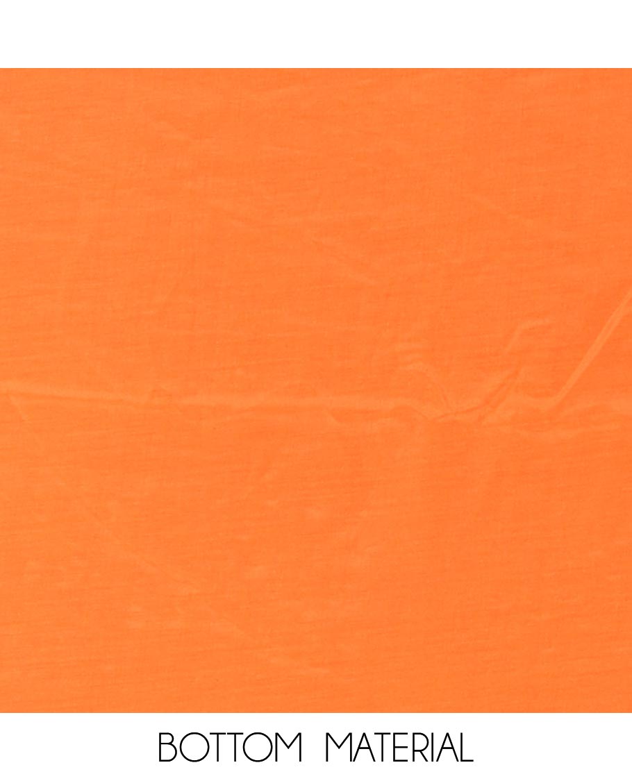 Orange double shaded bhandani print organza chudidhar material top with santoon material pant & bhandani print, mirror work dupatta