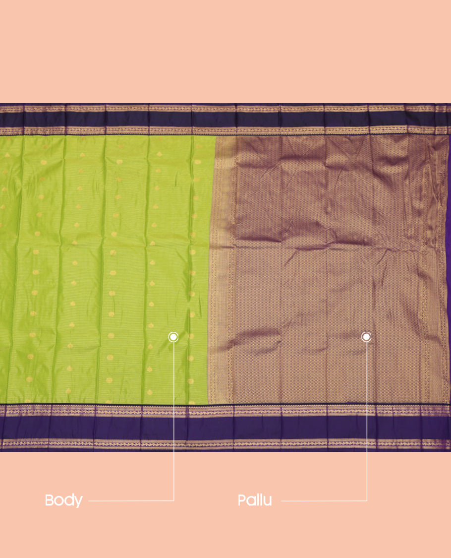 Green Stripes and Zari Butta Budget Silk Saree