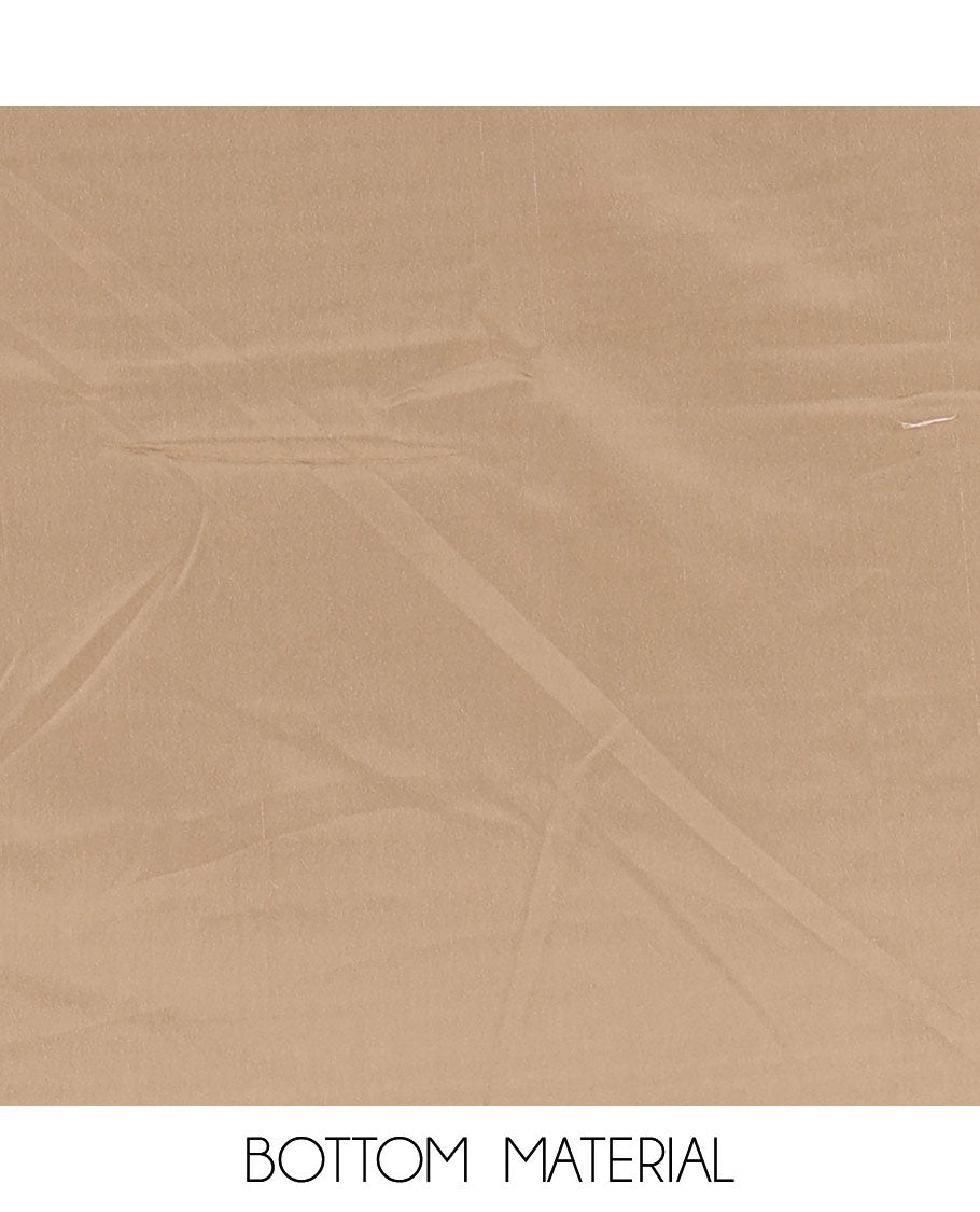 Fawn material chudidar set, intricately printed with original mirror work crepe top, Italian crepe bottom, and chinon digital print, mirror work dupatta