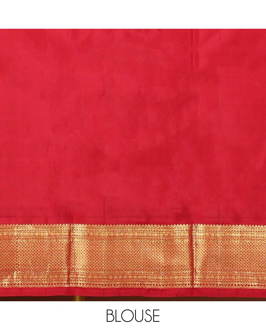 White kancheepuram silk saree with intricate zari design pallu & korvai border of rekku,paun,ara maadam designs