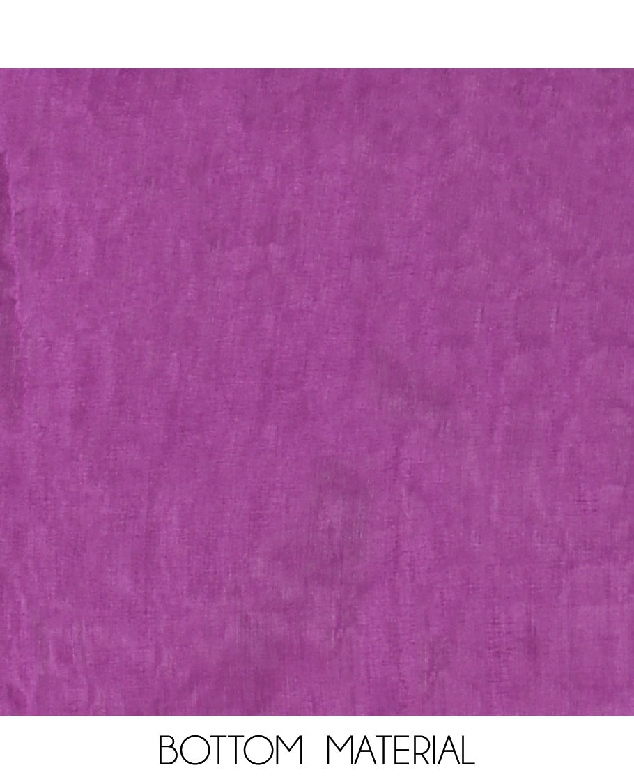 Violet Mul Chanderi Material Churidar Set, Ornamented with Flower Embroidery and Sequins Work V-Neck Top, a Plain Santoon Bottom, and Paired with a Mul Chanderi Floral Embroidered Dupatta